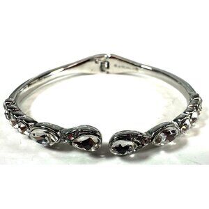 Givenchy Bracelet Crystal Hinged Silvertone Shiny Bangle Skinny
